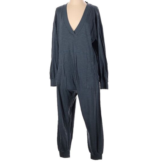Natural Life Johnny Oversized 100% Cotton Muted Coastal Blue Relaxed Jumpsuit XS - Picture 2 of 9